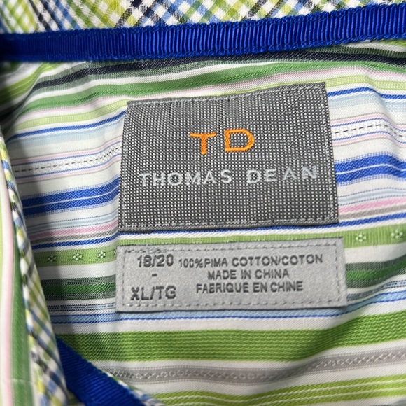 🎯NWT Thomas Dean Boys Poplin Stripe Long Sleeve Button Down Shirt Size XL 18-20 - Picture 5 of 6